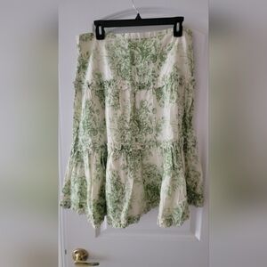 Vintage Green Floral Ruffle Dress